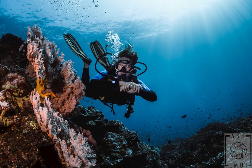 Divemster candidate during fun dive on Gili Trawangan