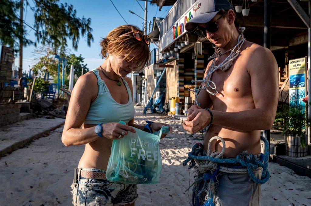 Cleaning the beach at Gili Trawangan